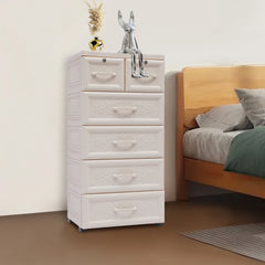 CNCEST 5 Drawer Dresser,PP Storage Cabinet Chest Clothes Storage with 2 Lockable Drawers Vertical Clothes Storage Tower