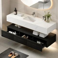 60 Inch Floating Vanity ,Bathroom Wall Mounted Bathrooms Storage Cabinet Single Integrated Set ,Bathroom Vanity Sink Set