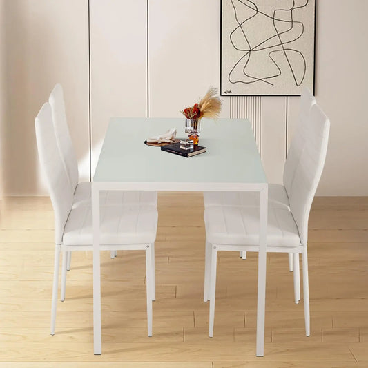 Dining Table Set Glass for Small Spaces Kitchen Table and Chairs for 4 Table with Chairs Home Furniture Rectangular Modern