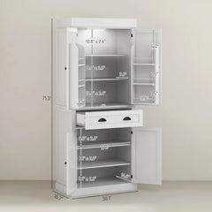 Kitchen Pantry Cabinet with Motion Sensor Light, Tall Storage Cabinet with 6 Door Shelves, a Drawer & 4 Adjustable Shelves