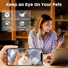 Smart Pet Feeder Camera WiFi 8L 1080P Night Vision 2-Way Audio App Control Dog Cat Food Dispenser Timer