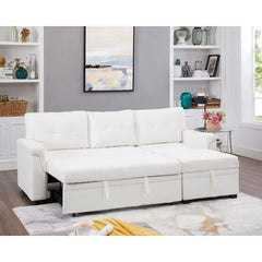 Jenny Sectional Sofa Sleeper with Storage Chaise, Tufted Pull Out Couch with Storage, Sectional Sofa Bed, Velvet