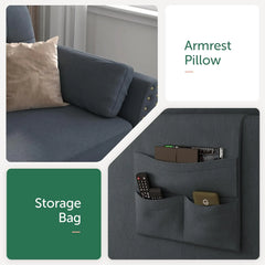 Convertible Sectional Sofa L Shaped Couch Reversible Sectional for Small Apartment, Bluish Grey