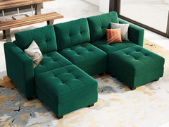 Sectional Modular Sofa with Storage Seats, Velvet Couch for Living Room, Apartment,Small Space