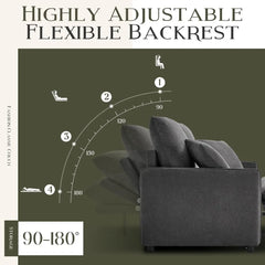 Sofa Bed, 3 in 1 Pull-Out Convertible Sofa Bed, 55'' Lounge Soft Futon Sofa with Adjustable Backrest, Chenille Couches