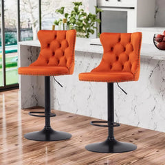 Bar Stools Set of 2,Adjustable Barstools with Back Velvet Tufted Counter Stool Modern Upholstered Bar Chairs with Nailhead