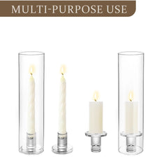 2 Pcs/ 10 Pcs Hurricane Glass Candle Holders for Taper Candles with Cylinder Covers Candlesticks Holder Stand for Wedding Decor