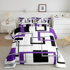 Comforter Set Kids Teens Dark Blue and Black Striped Bedding Bed Set Decor Modern Fashion Comforter Inner Fill Bedroom