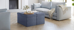 15 x 30 x 15 Inches Folding Storage Ottoman Bench, Storage Chest, Foot Rest Stool, Light Denim Blue ULSF047Q01