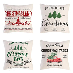 4PCS Christmas Cushion Covers 45x45 Cm Farmhouse Xmas Decor Red Green Plaids Santa Pillow Cover Christmas Decorations Noel Kerst