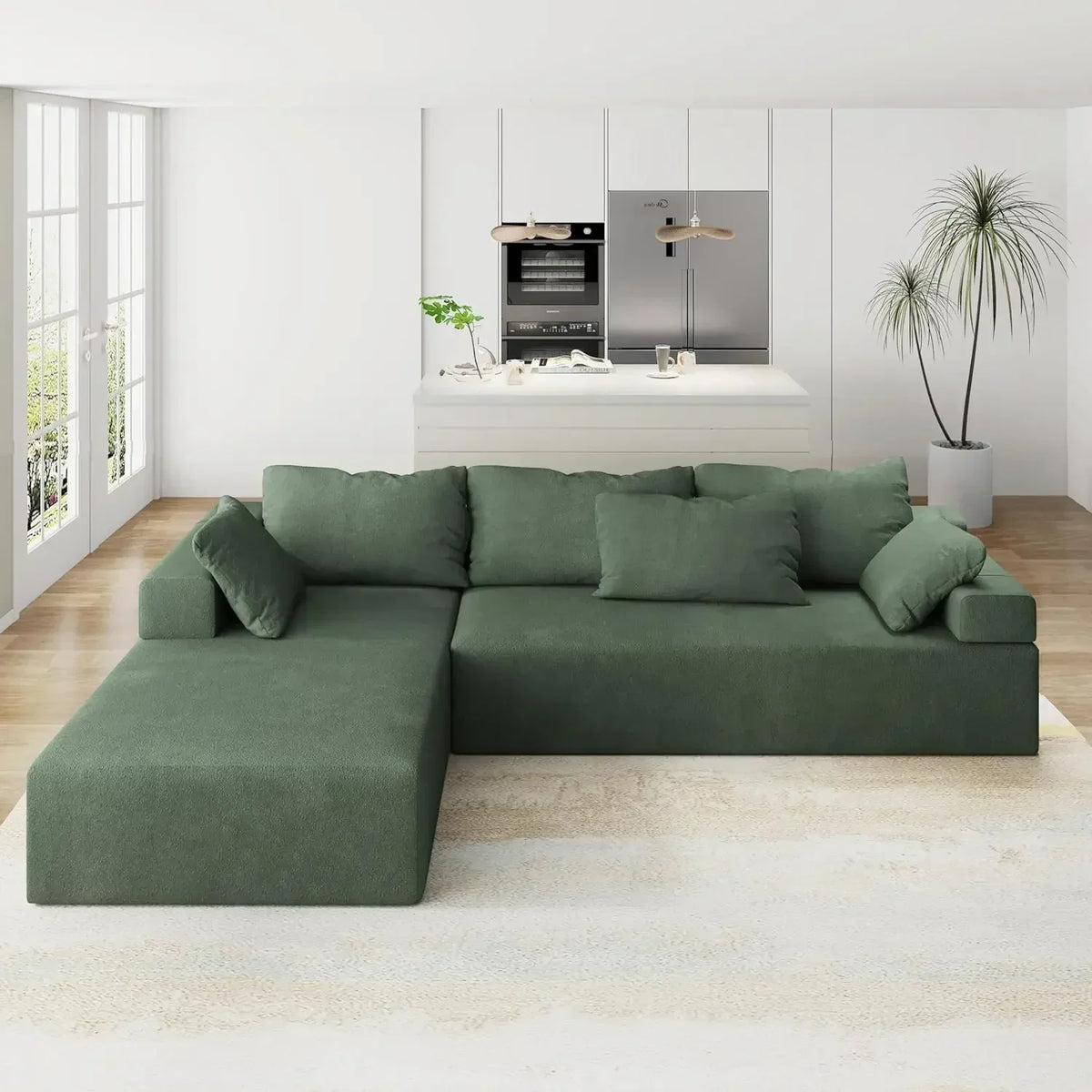 Modular Cloud Sofa Couch,Minimalist Style Living Room Furniture Set,Chenille Fabric Sectional with Pillows and Removable Armrest