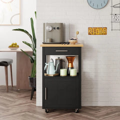 Kitchen Island Cart with Storage,Rolling Kitchen Island Side Table on Wheels with Worktop,Single Door Storage Cabinet and Drawer