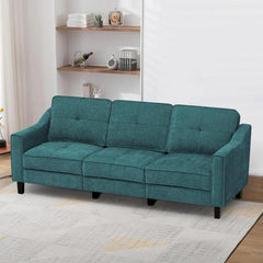 84 Inches Fabric 3-Seats Sofa with Tufted Backrest Cushion, Chenille Modern Couch with Stable Wooden Legs, Upholstered Sofa for