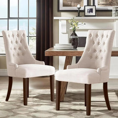 Wingback Upholstered Dining Chairs Set of 2, Fabric Side Dining Room Chairs with Tufted Button, Living Room Chairs