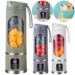 450ml Portable Juicer Cup 12 Blade Head USB Charging Mini Blender Electric Juicer 3 Gears Double Cover Fruit Mixer Ice Crusher