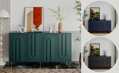 60" Modern Sideboard Buffet Accent Cabinet, Green Entryway Table with Storage Wood Credenzas for Living Room Home Bar