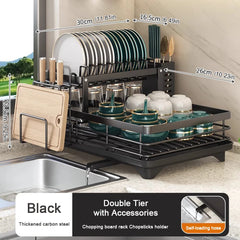 Dish Bowl Drainer Storage Rack Kitchen Dish Drying Rack with Drainboard Sink Organizer Countertop Dinnerware Storage Holder