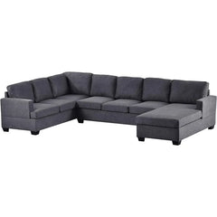 U Shaped Modular Sectional Wide Chaise Lounge, Oversized Modern Solid Wood Legs Support, Upholstered Fabric Sofas