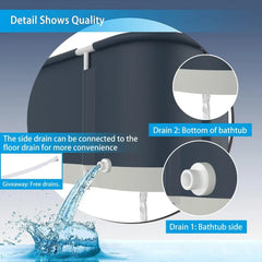 Portable Bathtub for Shower Stall, Large 47 Inch Foldable Soaking Bathing Tub Adults, Separate Family Bathroom SPA Collapsible