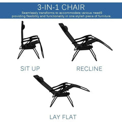 Zero Gravity Lounge Chairs Outdoor Adjustable Reclining Patio Chair Steel Mesh Folding Recliner