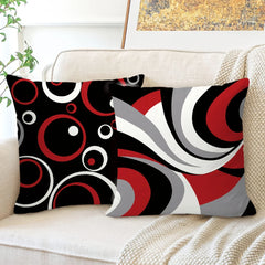 Abstract Modern Geometric Throw Pillow Covers, Red And Black Decorative Cushion Covers,  Decor For Couch Sofa Living Room Bedroo