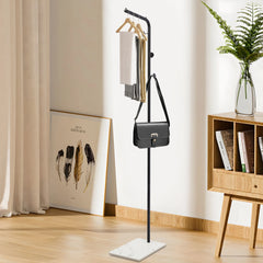 Large Capacity L-shape Clothes Hanger Freestanding Coat Rack Wear-Resistant with Sturdy Base for Hallways/Living Rooms