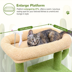 F46B Spacious Adventure Cat Tree Tower | 46-Inch Sturdy Cat Condo with Multiple Platforms, Hammock, and Anti-Tip Kit，Light Gray