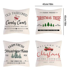 4PCS Christmas Cushion Covers 45x45 Cm Farmhouse Xmas Decor Red Green Plaids Santa Pillow Cover Christmas Decorations Noel Kerst