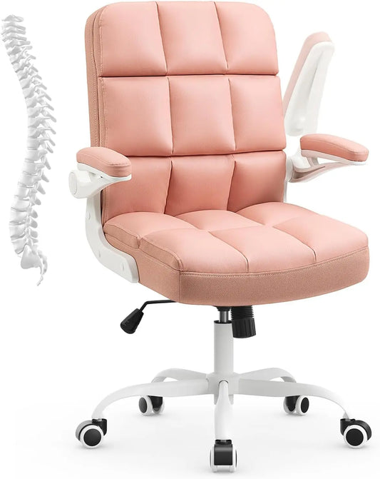 Office Chair, Velvet Fabric Comfortable Computer Desk Chair Ergonomic Executive Chair with Lumbar Support, Beige