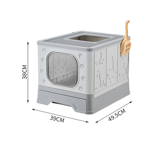 Large Portable Cat Litter Box Cat Feces Easy Clean And Install Pet Toilet With Anti-Splash And Plastic Spoon Removable With Rais