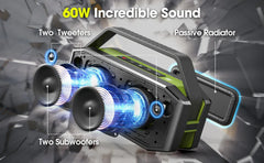 W-KING (100W Peak) 60W Portable Loud Bluetooth Speakers with Subwoofer, Outdoor Speaker Bluetooth Wireless Waterproof Speaker