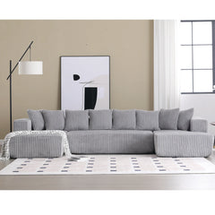 131'' Modular Sectional Couch,U-shaped sofa,Chaise Lounge, Striped fabric,Upholstered 4 Seater Couch,Free Combination Sofa