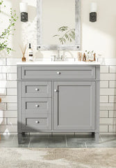 36” Bathroom Vanity with Sink, Freestanding Single Bathroom Sink Vanity Cabinet Set with 36” Countertop & Integrated Sink