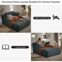 Oversized Chaise Lounge Chair Indoor, Upholstered Modern Sofa Couch with Throw Pillows and Armrests,Comfy Sleeper Chair