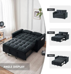 3-in-1 Convertible Sleeper Sofa Bed, Modern Pullout Couch Bed with Pull Out Bed, Adjustable Backrest, Futon Sofa for Living