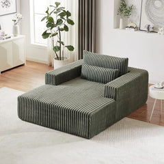 Chaise Lounge Chair Oversized,for Living Room,Modern Comfy Corduroy Single Sofa with Overstuffed Cushions,Vertical Striped Couch