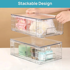 4 Pack Stackable Storage Drawers  Assemble for Fridge, Bathroom,Kitchen Undersink,Cabinet,Pantry organization and Storage