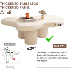 Cloud Coffee Table, Cute Irregular Indoor Tea Tables with 3 Legs, Easy Assembly, Coffee Table