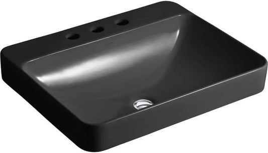 K-2660-8-7 Vox Rectangle Vessel Above-Counter Bathroom Sink with 8-Inch Widespread Faucet Holes, Black