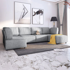 HORGAEO 120 Inch 6-seat Modular Sectional Sofa with Reversible Ottoman, Oversized Convertible U Shaped Sofa