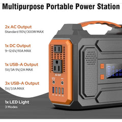 300W Portable Power Station with Foldable 60W Solar Panel, 110V Pure Sine Wave, 280Wh Lithium Battery Pack with DC AC Outlet