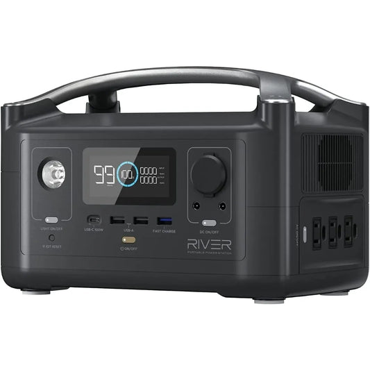 288Wh Portable Power Station,3 x 600W(Peak 1200W) AC Outlets & LED Flashlight, Fast Charging Silent Solar Generator