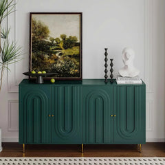 60" Modern Sideboard Buffet Accent Cabinet, Green Entryway Table with Storage Wood Credenzas for Living Room Home Bar