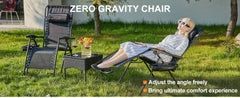 JHK Zero Gravity Set of 2 Portable Recliner Camping Patio Outdoor Folding Lounge Chair with Cup Holder Trays Adjustable Pillow