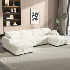 Modular Sectional Sofa, Cloud Couch Sectional 2/3/4 Seater, Corduroy Fabric Sectional Couch with Pillows for Modern Living Room