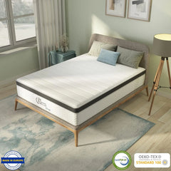 8 Inch Maxima Hybrid Mattress, Twin Size, Cooling Gel Infused Memory Foam and Innerspring Mattress, Bed in a Box,White & Gray