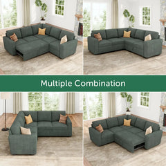 Modular Sectional Sleeper Sofa Bed, Corduroy Pull Out Couch with Storage Ottoman, U Shaped Sectional Couches for Living Room