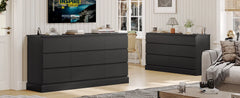 Bedroom Dresser , 61.4" Wide Dresser Chest of Drawers , Long Dresser TV Stand with Power Outlets, Sturdy Storage Cabinet