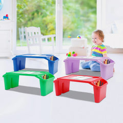 4 Pcs Kids Lap Desk Tray, Plastic Breakfast Laptop Trays with Side Pockets