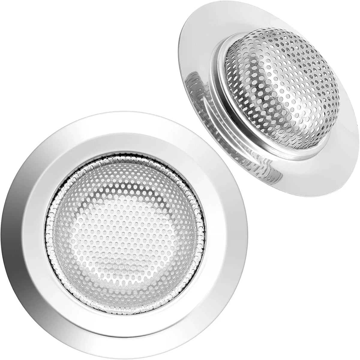 2Pcs Kitchen Sink Drain Strainer, 3.5in and 4.5in Stainless Steel Bathroom Hair Catcher, Anti-clogging Vanity Basket Strainer Fi